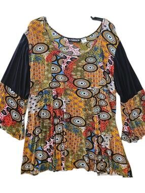 Pyramid Collection 3X Boho Hippie Tunic Top Multicolor NEW